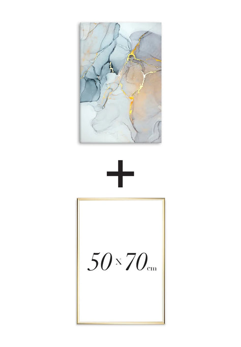 Poster Watercolor Pastel Real Gold + Gold Metallic Frame 50x70cm